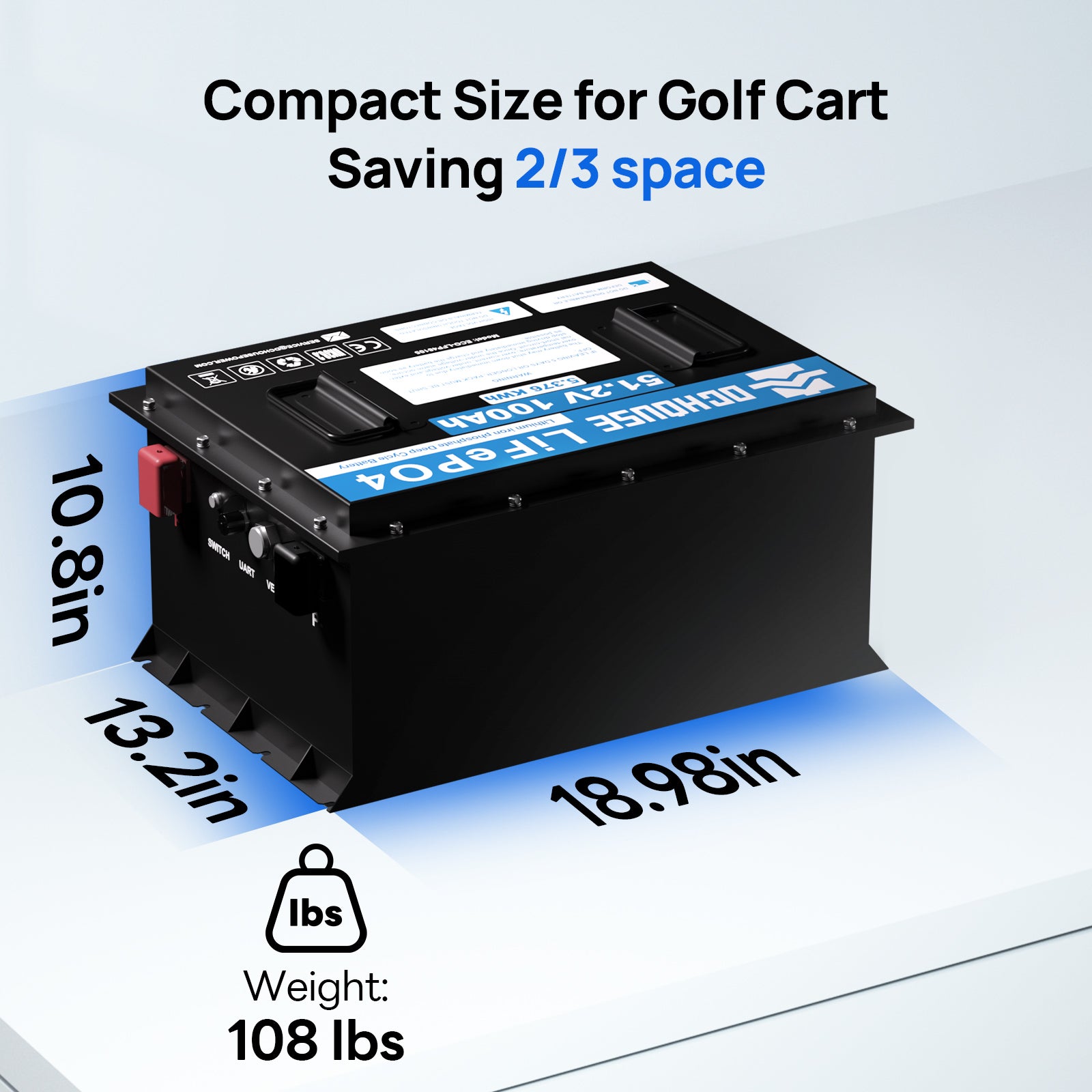 48V 100Ah LiFePO4 Lithium Golf Cart Battery